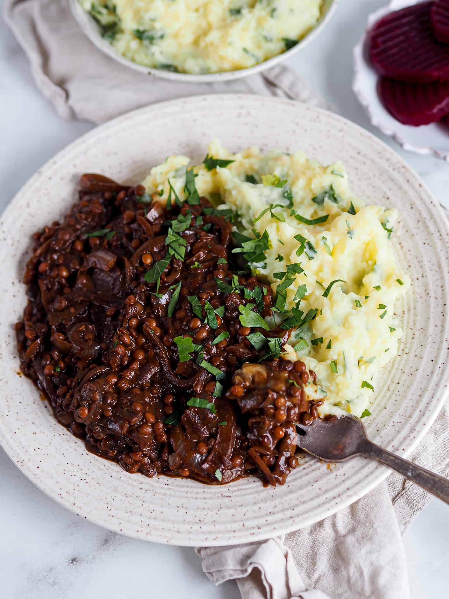 Vegetarisk Millionbøf Med Kartoffelmos - Millionlinser